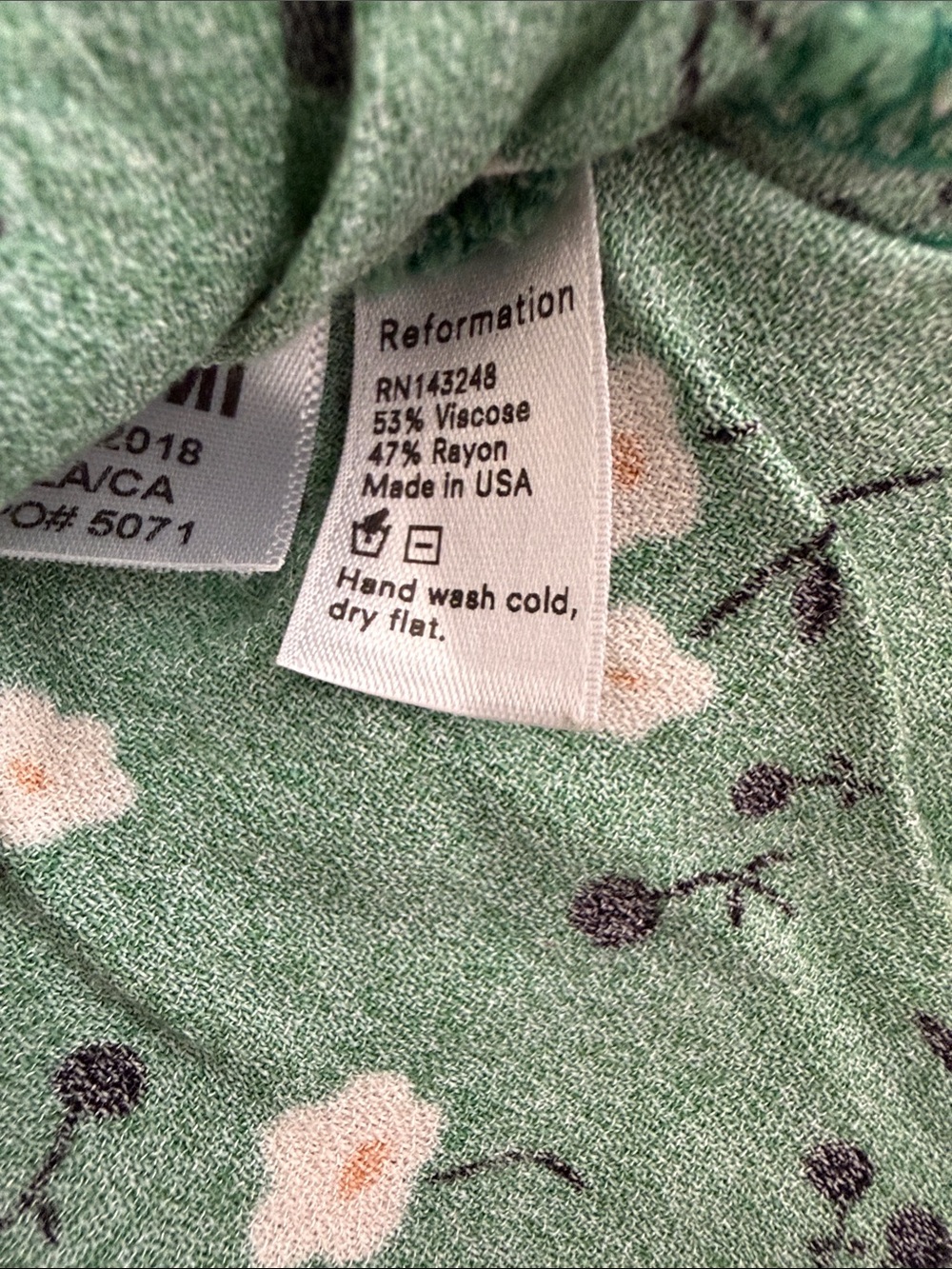 Reformation Green Floral Button-Front Kids Dress - Picture 3 of 4